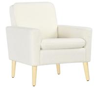 HOMCOM Modern Upholstered Armchair with Wooden Legs and Padded Seat - Cream, Cream
