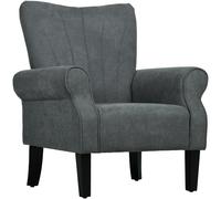 HOMCOM Armchair, Upholstered Modern Accent Chair with High Back, Rolled Arms and Wood Legs, Soft Thick Padded Living Room Chair Grey