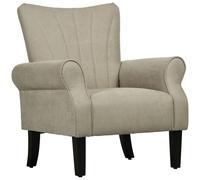 HOMCOM Armchair, Upholstered Modern Accent Chair with Wood Legs, Beige