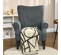 HOMCOM Armchair, Upholstered Modern Accent Chair w/ Wood Legs, Grey, Grey