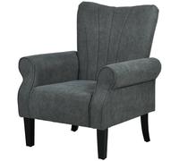 HOMCOM Armchair, Upholstered Modern Accent Chair w/ Wood Legs, Grey, Grey