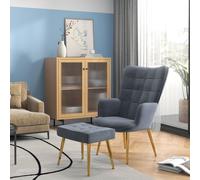 HOMCOM Armchair with Footstool Button Tufted Accent Chair w/ Steel Legs in Dark Grey HOMCOM Dark Grey