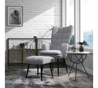 HOMCOM Armchair with Footstool Linen Accent Chair with Steel Legs in Light Grey HOMCOM Light Grey