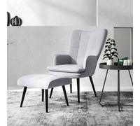 Homcom Armchair With Footstool Linen Accent Chair With Steel Legs In Light Grey Light Grey One Size