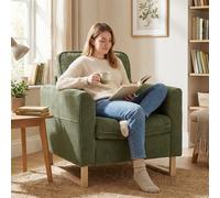 Homcom Armchair With Metal Legs And Spring Dark Green