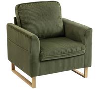 Homcom Armchair With Metal Legs And Spring Dark Green Dark Green
