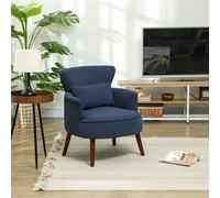 HOMCOM Armchair with Padded Seat and Backrest for Living Room - Blue - Polyester