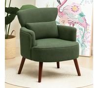 HOMCOM Armchair with Padded Seat and Backrest for Living Room, Green