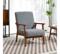 Homcom Boucle Accent Chair Armchair W/ Wide Seat For Living Room Bedroom, Grey, Grey