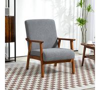 Homcom Boucle Accent Chair Armchair W/ Wide Seat For Living Room Bedroom, Grey, Grey