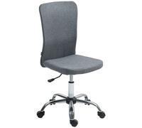 HOMCOM Armless Computer Desk Chair, Fabric Swivel Office Chair, Anti-Scratch Chair with Height Adjustable, Wheels, for Home, Grey Aosom UK