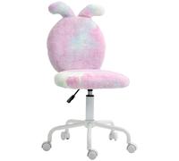HOMCOM Armless Desk Chair Bunny Vanity Chair with Swivel Wheels Colourful