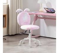 Homcom Armless Desk Chair Bunny Vanity Chair With Swivel Wheels Colourful