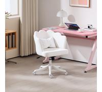 HOMCOM Armless Desk Chair Home Office Chair w/ Wide Seat Tilt Function White, White