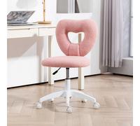 Homcom Armless Heart Desk Chair, Makeup Vanity Chair For Home, Pink Pink One Size