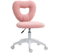 HOMCOM Armless Heart Desk Chair, Makeup Vanity Chair for Home, Pink, Pink
