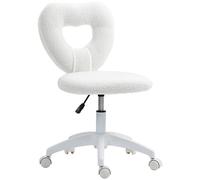 Armless Heart Desk Chair, Makeup Vanity Chair for Home, White HOMCOM White One Size
