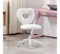 Homcom Armless Heart Desk Chair, Makeup Vanity Chair For Home, White White One Size