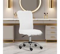 Homcom Armless Makeup Vanity Chair, 360° Swivel Computer Chair In White White