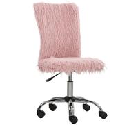 HOMCOM Armless Makeup Vanity Chair, 360 Swivel Computer Chair, Pink