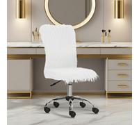 HOMCOM Armless Makeup Vanity Chair, Swivel Computer Chair, Pink - White - Yes - Office Chair
