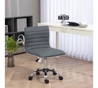 HOMCOM Adjustable Swivel Office Chair with Armless Mid-back In PU Leather and Chrome Base - Dark Grey, Grey