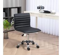 HOMCOM Armless Mid-Back Adjustable Office Chair with 360 Swivel Light Grey - Black