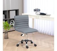 HOMCOM Armless Mid-Back Adjustable Office Chair with 360 Swivel in Light Grey HOMCOM Light Grey