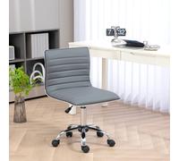 Homcom Armless Mid-Back Adjustable Office Chair With 360 Swivel In Light Grey Light Grey