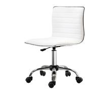Homcom Armless Mid-Back Adjustable Office Chair With 360 Swivel In White White