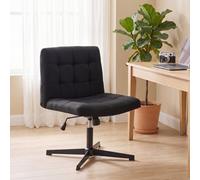 Homcom Armless Office Chair, Cross Legged Vanity Chair With Wide Seat, Black