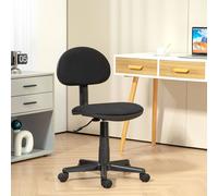 HomCom Armless Office Chair Adjustable Height 360° Swivel Wheels Black