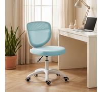 HOMCOM Armless Office Chair with Mesh Back, Light Blue