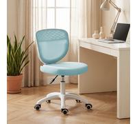 HOMCOM Armless Office Chair with Mesh Back, Light Blue