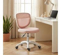 HOMCOM Armless Office Chair with Mesh Back, Pink