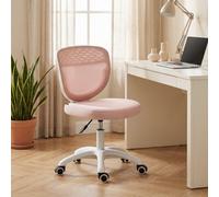 Homcom Armless Office Chair With Mesh Back, Pink