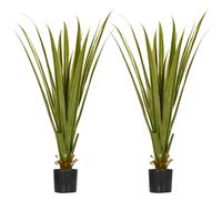 HOMCOM Artificial Agave Plants: Faux Succulent Set of 2 in Pots for Indoor/Outdoor Décor, Verdant Green Aosom UK