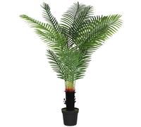 HOMCOM 175cm Artificial Areca Palm Tree with 16 PE Leaves Plastic Pot Green | Decorative Artificial Plant, Flocked Soil, Fake Plant for Home Office Decor