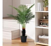 HOMCOM Artificial Areca Palm Tree with PE Leaves & Flocked Soil in Green HOMCOM Green