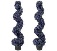 HOMCOM Artificial Boxwood Topiary Tree Spiral in Pot Set of 2 120cm Purple