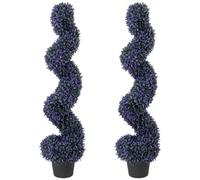 HOMCOM Artificial Boxwood Topiary Tree Spiral in Pot Set of 2 120cm Purple