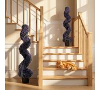 HOMCOM Artificial Boxwood Topiary Tree Spiral in Pot Set of 2 120cm Purple
