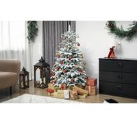 HOMCOM 6FT Artificial Christmas Tree with Pine Cones Automatic Open Green