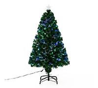HOMCOM 4FT Pre-lit Fibre Optic Christmas Tree Artificial Holiday Décor Metal - 4ft