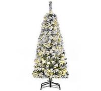 HOMCOM Artificial Christmas Tree Green, Snow Flocked 830-374V70 56 x 120 cm Prelit