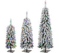 Homcom Artificial Christmas Tree Set Of 3, Pvc Branch Tips, Green White Multi