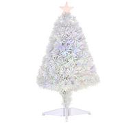 Christmas Time 2.5FT Prelit Artificial Tabletop Christmas Tree with Fibre Optics Holiday Home Xmas Decoration for Table and Desk - White | TJ Hughes