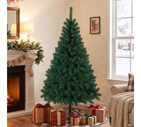 HOMCOM 5ft/150cm Artificial Christmas Tree Fir Hinged Xmas Tree Green | 420 Branch Tips, Foldable Steel Stand, Easy Assembly for Home Office Holiday Decoration