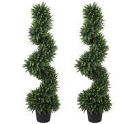 Homcom Artificial Cypress Topiary Tree With 700 Leaves, Set Of 2