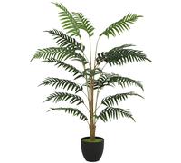 HOMCOM Artificial Fern Topiary Tree, Realistic Artificial Plant in Cement Pot, Fake Plant, 120cm